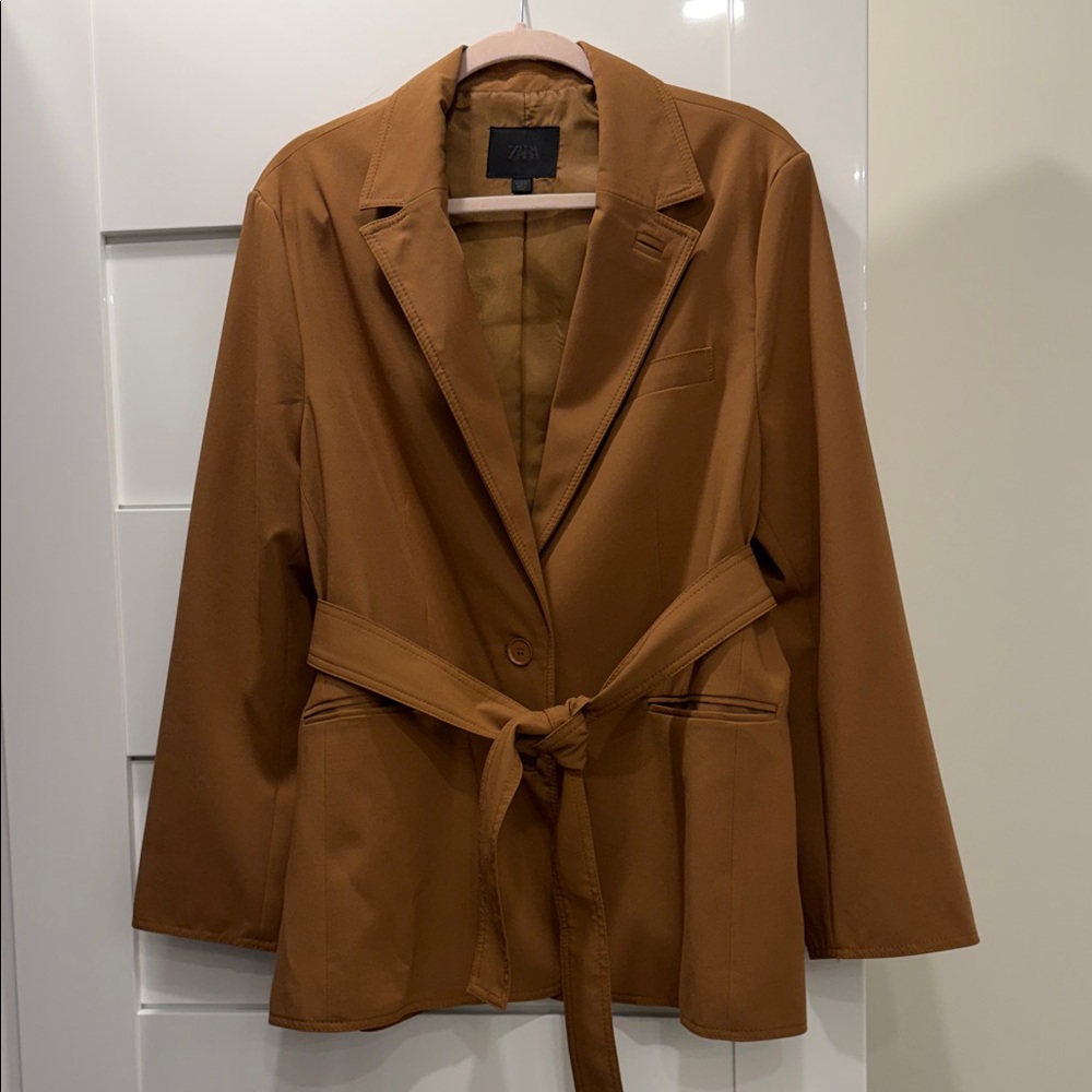Zara Women's Brown Belted Blazer